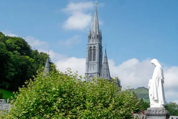 Photo of Virgin and basilic of Lourdes, in High Pyrenees, France