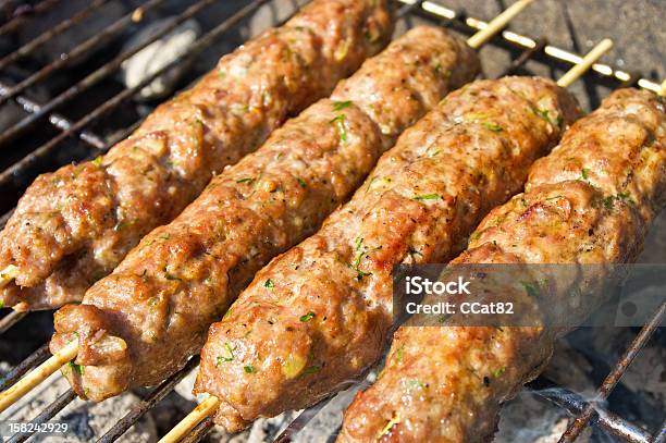 Kebab During The Preparation Stock Photo - Download Image Now - Barbecue - Meal, Barbecue Grill, Beef