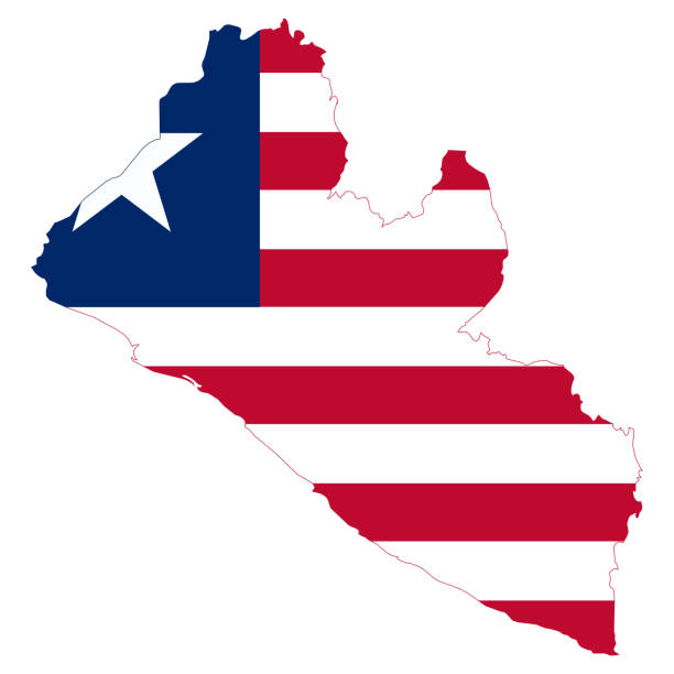 Liberia map flag. Vector design isolated on white background Liberia map flag. Vector design isolated on white background. Vector illustration eps10 monrovia liberia stock illustrations