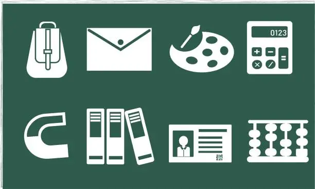 Vector illustration of School supplies icon vector set