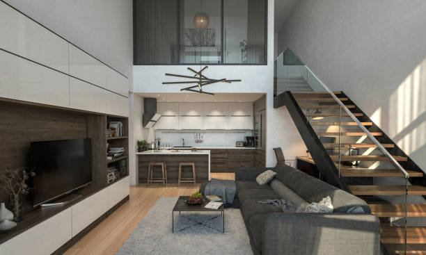 istock Stylish Minimalist Semi-Detached Apartment 1582460323