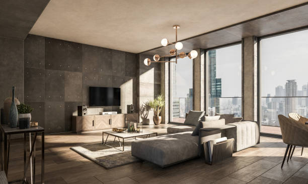 istock Dark luxury secondary living room and dining room 1582470258