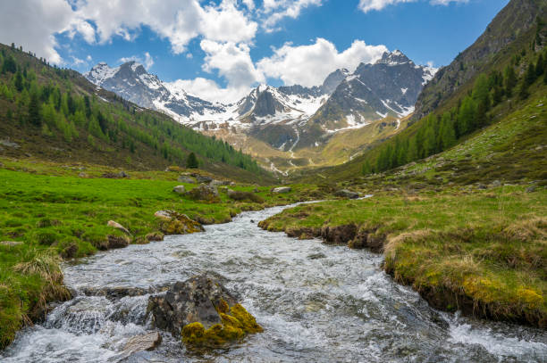 wiosną potok górski w dolinie ötztal in tirol - oetztal alps zdjęcia i obrazy z banku zdjęć