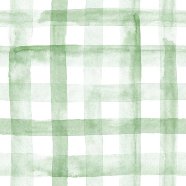 Watercolor plaid in light green. Seamless pattern. Hand-painted plaid motif. stripes and plaid pictures stock illustrations