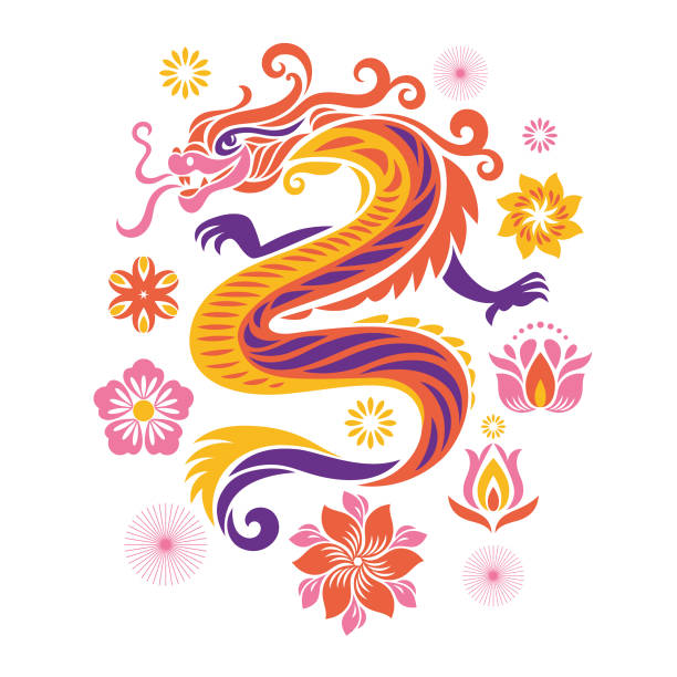 Chinese Happy New Year 2024. Year of the Dragon. Symbol of New Year. vector art illustration