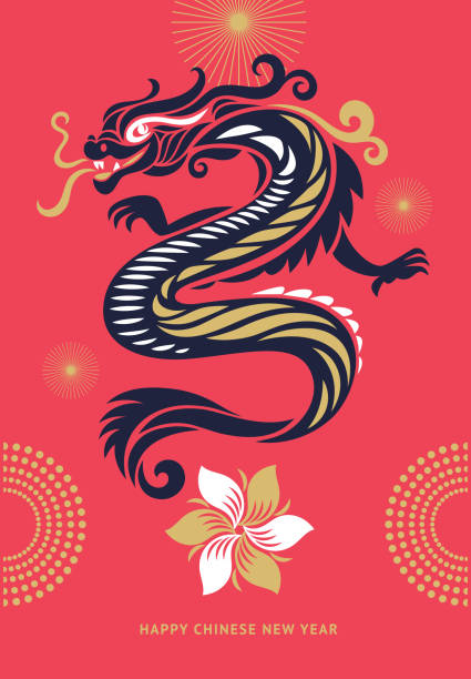 ilustraciones, imágenes clip art, dibujos animados e iconos de stock de feliz año nuevo chino 2024. año del dragón. símbolo de año nuevo. - año de la serpiente