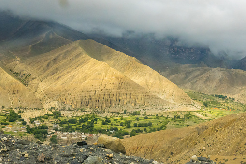 Beautiful Sunset in the Desert of Tibetan Influenced Upper Mustang in the HImalayas of Nepal