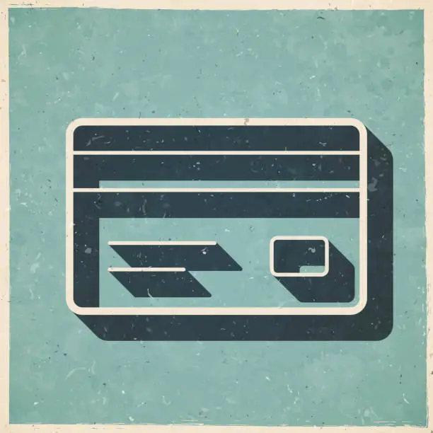 Vector illustration of Credit card. Icon in retro vintage style - Old textured paper