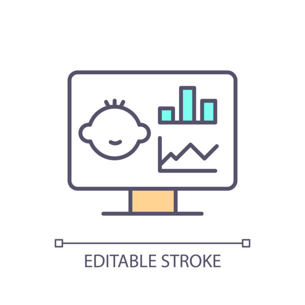 Electronic health record RGB color icon Electronic health record RGB color icon. Patient data. Pediatric doctor. Medical history. Healthcare information. Isolated vector illustration. Simple filled line drawing. Editable stroke cartoon of medical records stock illustrations