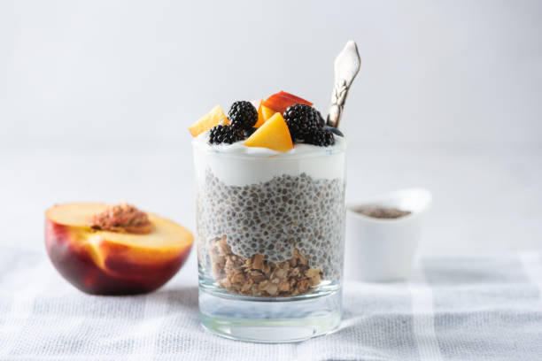 istock Vegan chia pudding with soy yogurt and granola 1582537274