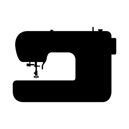 Sewing machine icon isolated on white background. Modern machine for sewing icon. Mechanical device for stitching fabric and creating garments. Equipment of a dressmaker. Vector illustration.