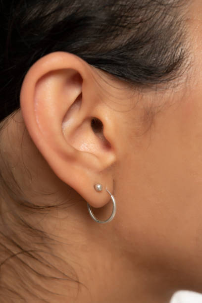 istock Close up of woman's ear with earring . 1582548288