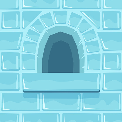 Detailed Hand Drawn Castle Wall with Canon Hole, Asset of Blue Color for Design, Game UI, Wrapping Paper or Textile