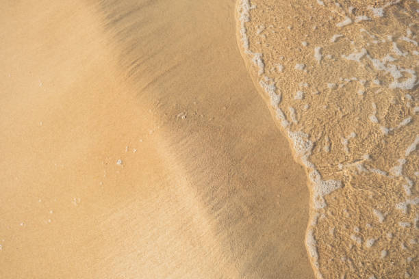 istock Beach sand background with wave. Copy space for your text advertisement. Soft sea ocean transparent water waves. 1582560548