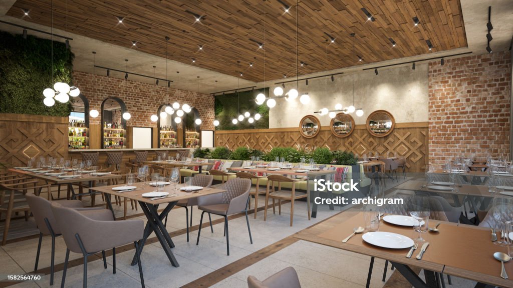 Cafe Restaurant Pub Interior Design Computer Generated Image ...