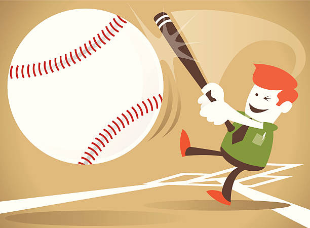 기업 guy 부딪히면 홈 런. - home run baseball baseball bat businessman stock illustrations
