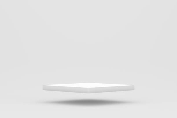 White square shaped levitating podium or pedestal on white background.