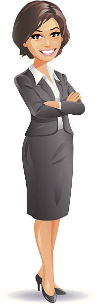 ilustraciones, imágenes clip art, dibujos animados e iconos de stock de experimentó empresaria - businesswoman skirt isolated standing