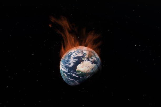 istock Burning planet Earth in small flames 1582607737