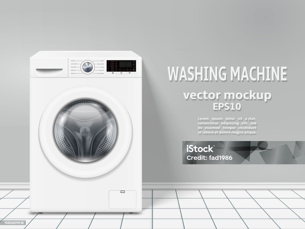 Machine Wash Vector Washing Machine Vector Mockup Stock Illustration - Download Image Now ...