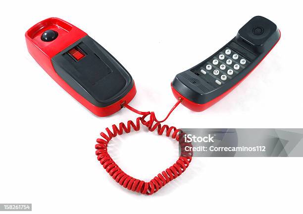 Telefono Rosso A Forma Di Cuore Cavo - Fotografie stock e altre immagini di Telefono antico - Telefono antico, Ascoltare, Attrezzatura