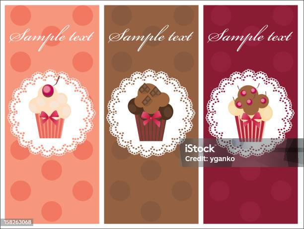 Ilustración de Tarjeta De Hermosos Cupcakes Con Dulces y más Vectores Libres de Derechos de Alimento - Alimento, Amor - Sentimiento, Aniversario