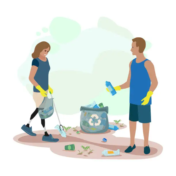 Vector illustration of people clean
