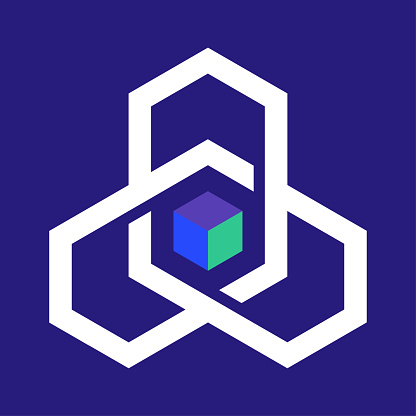 Generic symbol for blockchain core system neatly packed in geometric design