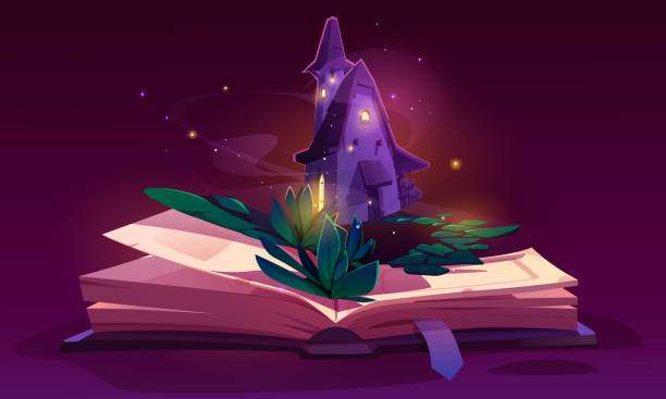 istock Open book of fairy adventure story to read kid 1582656129