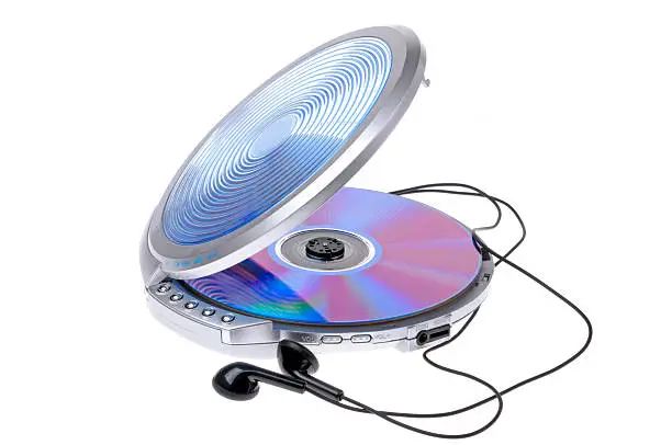 portable cd player on white background