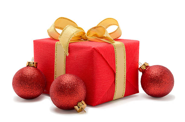 istock Beautiful gift box with christmas balls 158267483