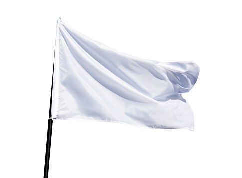 White flag flying against white background