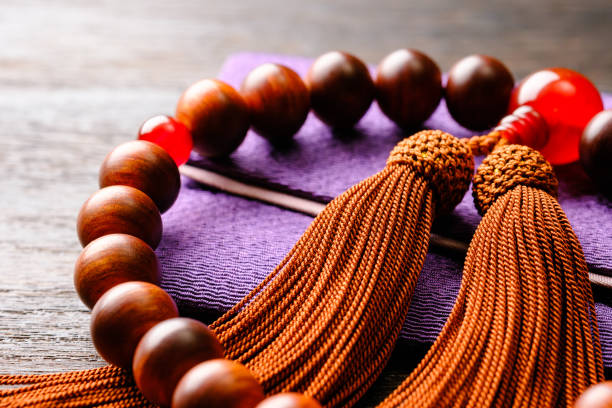 Buddhist rosary. Wooden buddhist rosary with tassel.