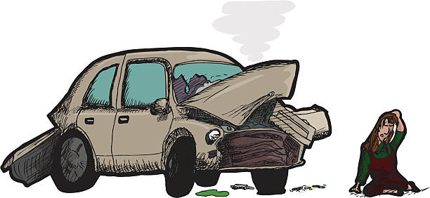 ilustraciones, imágenes clip art, dibujos animados e iconos de stock de mujer y wrecked car - broken window glass women