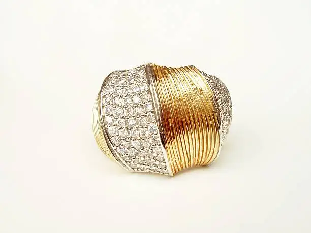 Massive gold pated silver ring with cubic zirconia