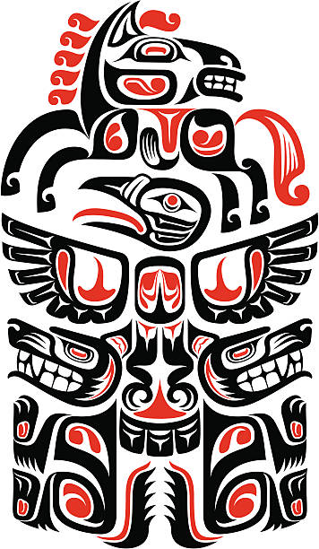 haida-stil tattoo-design - native bird stock-grafiken, -clipart, -cartoons und -symbole