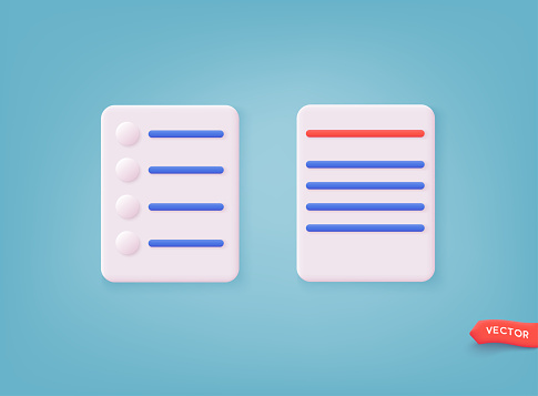 Documents papers icons. 3D Web Vector Illustrations.