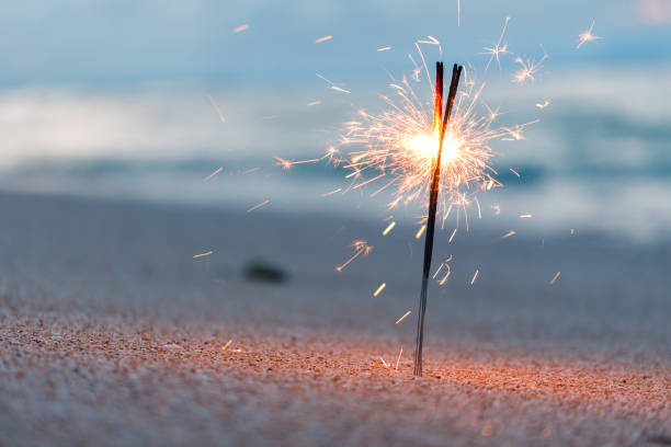 istock Bengal lights on the beach near ocean 1582747752