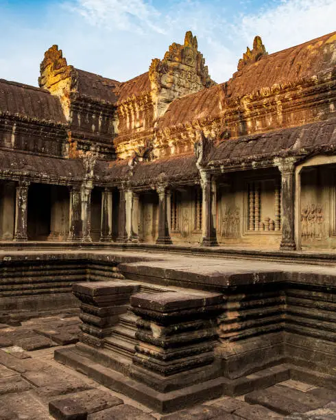 Angkor temple. Ancient Buildings, Carvings, Ancient Architecture. Khmer temple. Cambodia