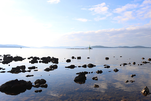 Rocks on the beach in Sibenik, Croatia.