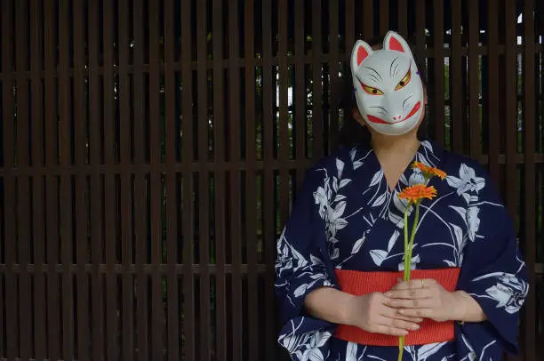 Woman Wearing A Fox Mask/for Summer Festivals