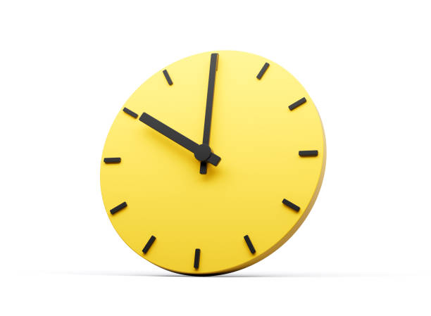 istock 3d Simple Yellow Round Wall Clock 10 O'Clock Ten O'clock On White Background 3d illustration 1582814315