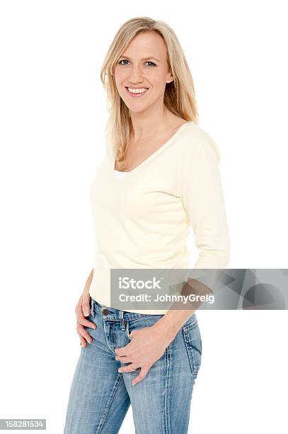 Attractive Blonde Caucasian Woman Isolated On White Stock Photo - Download Image Now