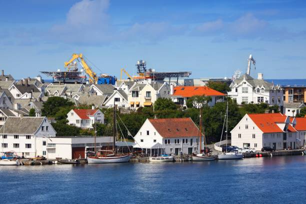 Haugesund city, Norway. Summer view of city waterfront in Haugaland district of Norway.
