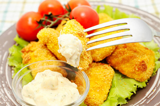 Fried chicken nuggets stock photo