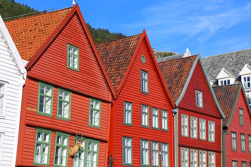 Bergen, Norway. Bryggen harbor district - UNESCO World Heritage Site.