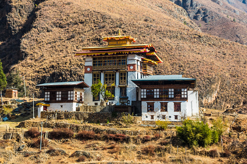 Buddhist Temple in Pisang in Manag Valley on Annapurna Circuit