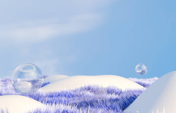 istock Abstract winter landscape scene with a podium for product display. 3d rendering 1582837100