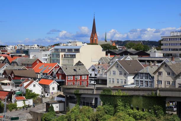 Haugesund skyline in Norway Haugesund city skyline, Norway. Summer view of town in Haugaland district of Norway. haugaland photos stock pictures, royalty-free photos & images