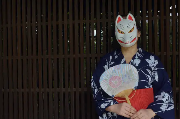 Woman Wearing A Fox Mask/for Summer Festivals